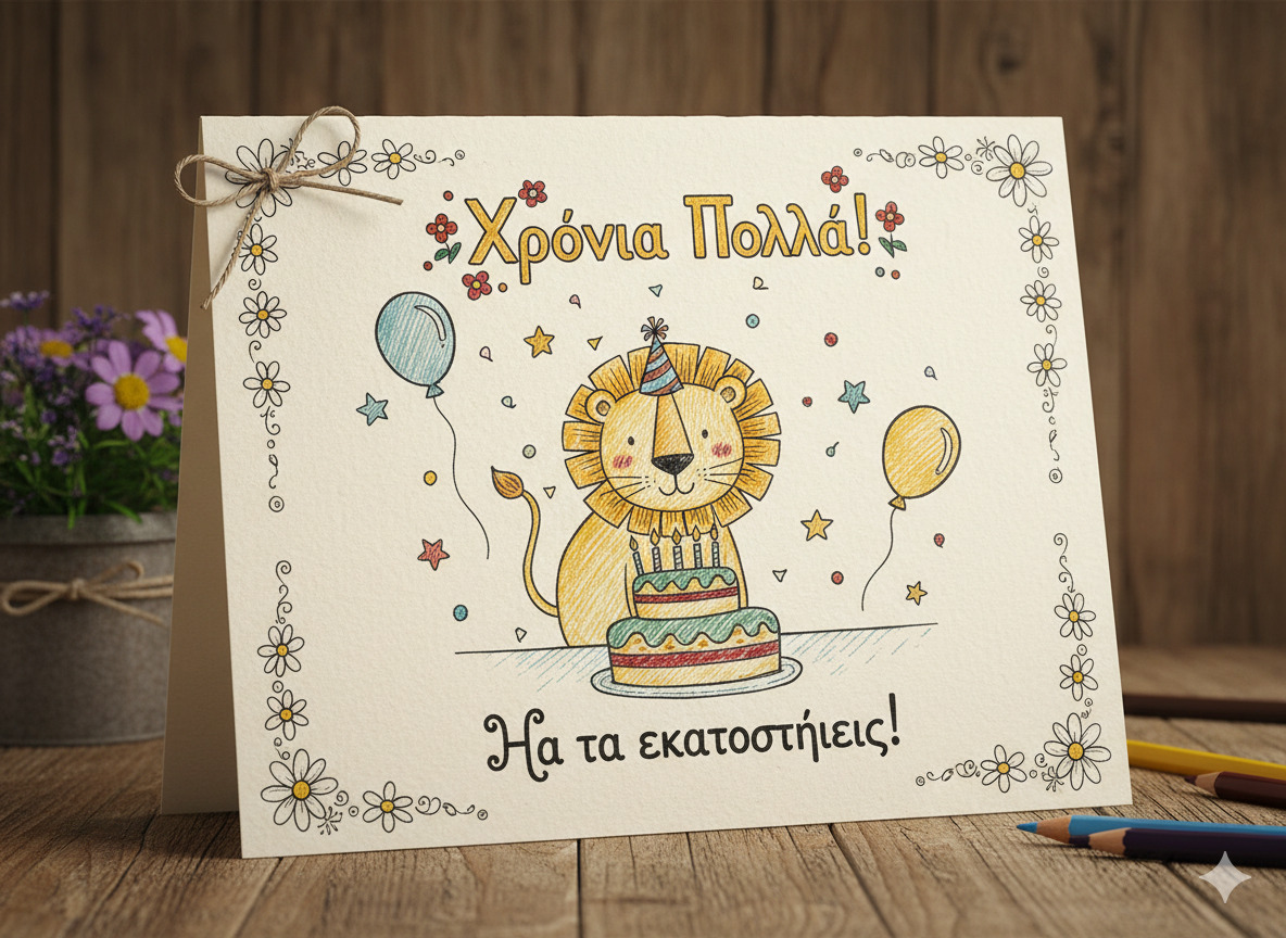 Κάρτα γενεθλίων με χειροποίητα σχέδια